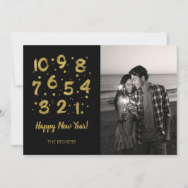 Tarjeta Festiva Faux Gold Countdown New Year's Holiday Photo Card