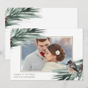 Tarjeta Festiva Faux Gold Frame Happy Holidays Wineneration