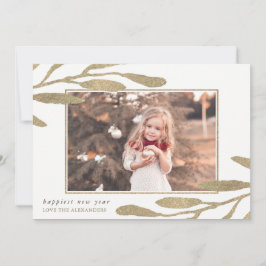 Tarjeta Festiva Faux Gold Frame Happy New Year Photo