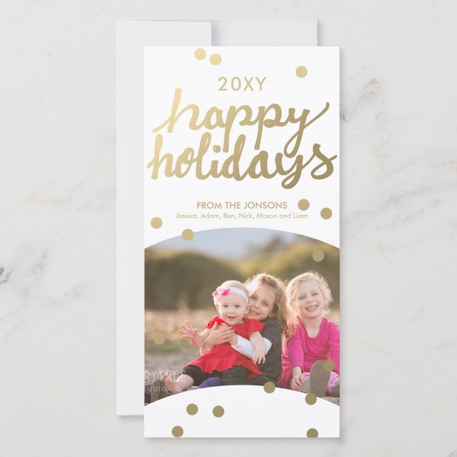 Tarjeta Festiva Faux Gold Happy Holidays Handwrite 8x4 Photo Card (Anverso)