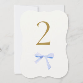 Tarjeta Festiva Faux Gold | Número de tabla del Boda de cinta azul