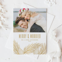 Faux Gold Pine Needles Merry and Married Photo