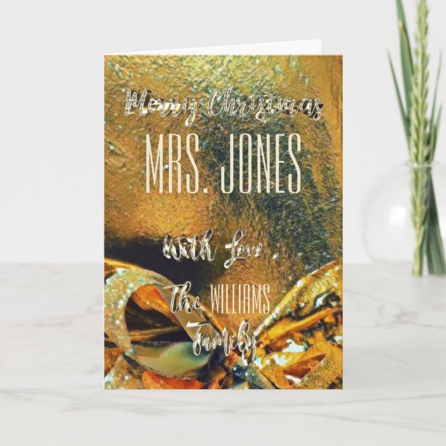 Tarjeta Festiva Faux Gold Ribbon (Anverso)