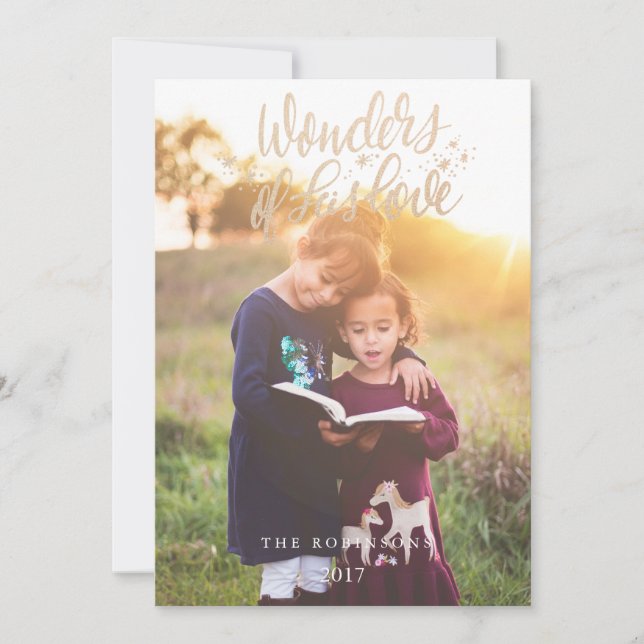Tarjeta Festiva Faux Gold ScriptWonders de su foto navideña de amo (Anverso)