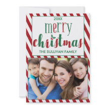 Faux Purpurina Merry Christmas Photo Card con Stri