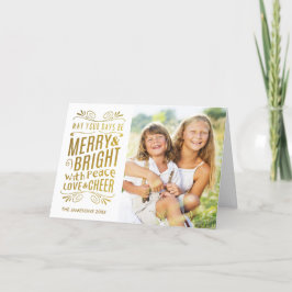 Tarjeta Festiva Faux Relieve metalizado dorado Design Photo Holida