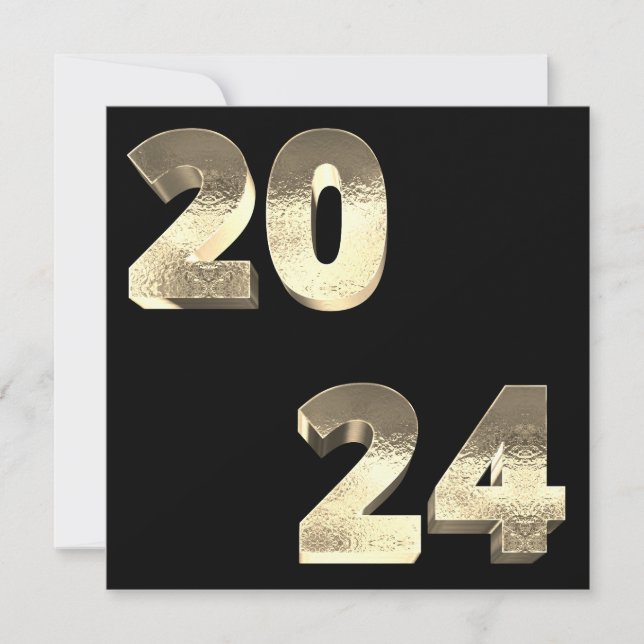 Tarjeta Festiva Faux Silver Gold Feliz Año Nuevo 2024 (Anverso)