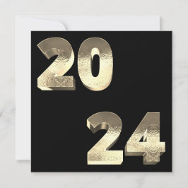 Tarjeta Festiva Faux Silver Gold Feliz Año Nuevo 2024