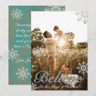 Tarjeta Festiva Faux Silver Purpurina Belibe Photo