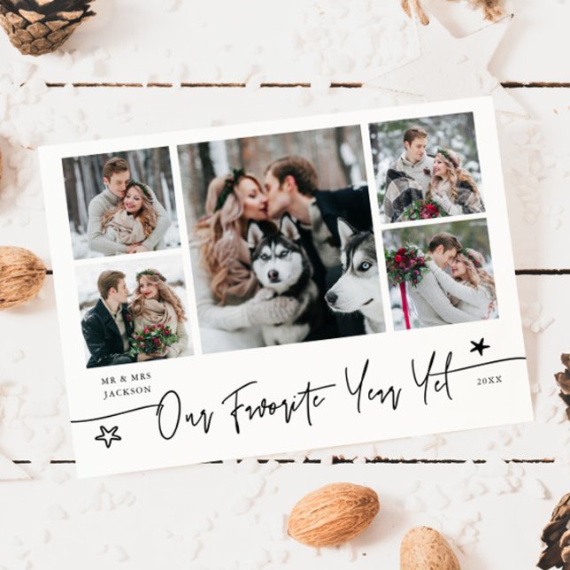 Tarjeta Festiva Favorite Year Holiday Newlywed Photo White (Subido por el creador)