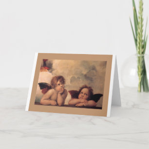 Tarjeta Festiva fe angel Raphael vintage antigua bendición de pint