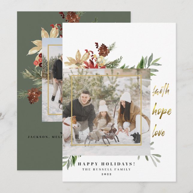 Tarjeta Festiva Fe Moderna Esperanza Amor 2-Fotografías Feliz Navi (Anverso / Reverso)