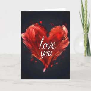 Tarjeta Festiva Feather Heart Love You