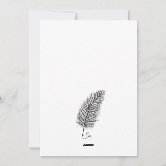 Tarjeta Festiva Feather Quill la voz de los pensamientos y emocion (Reverso)