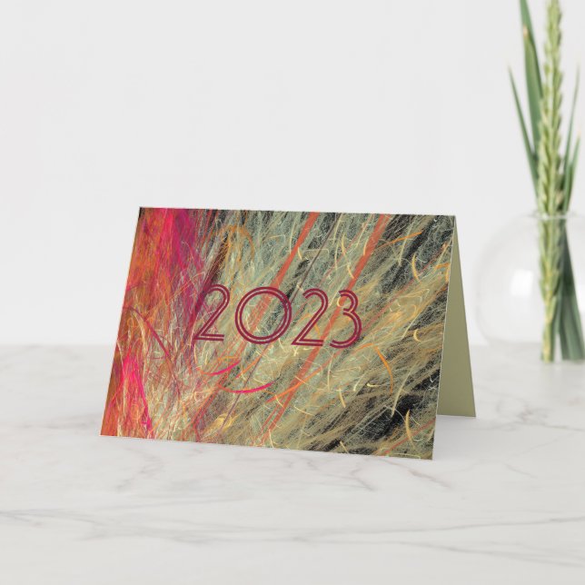 Tarjeta Festiva Feathery Fractal New Year personalizado (Anverso)