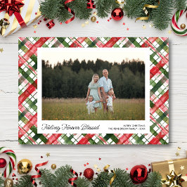 Tarjeta Festiva Feeling Blessed, Fun Plaid Christmas Photos Custom