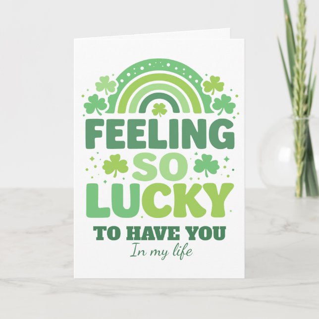 Tarjeta Festiva Feeling So Lucky Retro St. Patrick's Day Rainbow (Anverso)