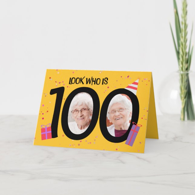 Tarjeta Festiva Felices 100 años Gran Marco de 100 imágenes (Anverso)