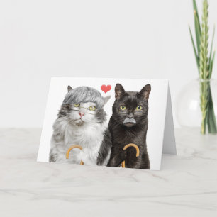Tarjeta Festiva Felices Abuelos Día del Gato Mayor Humor Pareja