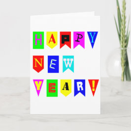 Tarjeta Festiva Felices banderas de Año Nuevo