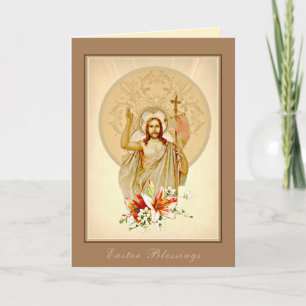 Tarjeta Festiva Felices bendiciones de Pascua Oración Resurrección