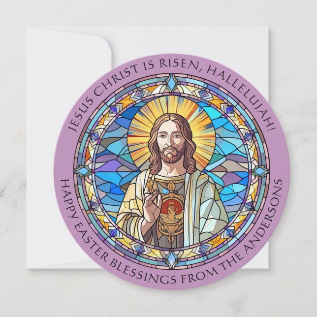 Tarjeta Festiva Felices Bendiciones de Pascua Resurrección Religio (Anverso)