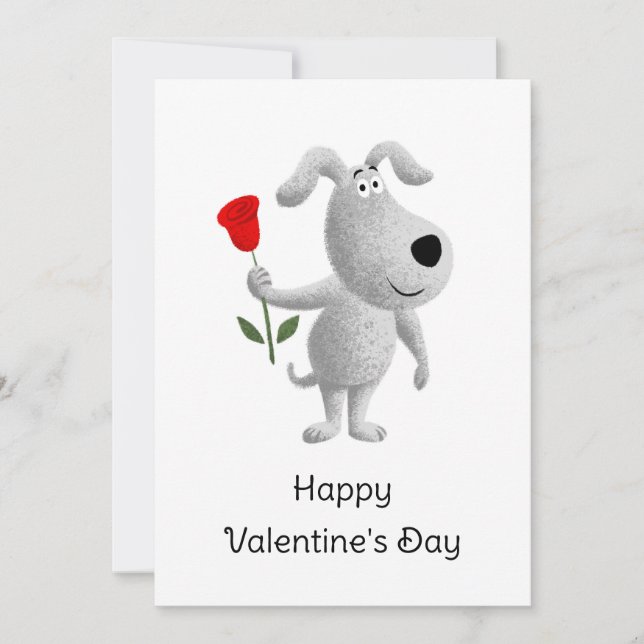 Tarjeta Festiva Felices cachorros de Perro Rojo de San Valentín (Anverso)