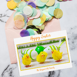 Tarjeta Festiva Felices chicas de Pascua con huevos personalizados