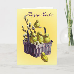 Tarjeta Festiva Felices chicles de Pascua en la canasta