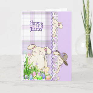 Tarjeta Festiva Felices conejitos de Pascua en rebanada