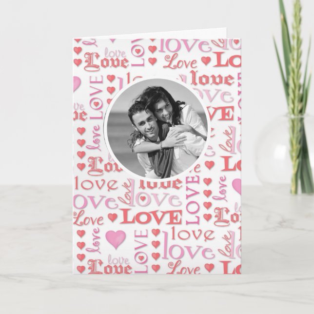 Tarjeta Festiva Felices Corazones de Fotos del Día de San Valentín (Anverso)