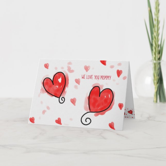 Tarjeta Festiva Felices Corazones del Día De San Valentín, De geme (Anverso)