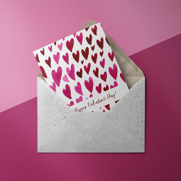 Tarjeta Festiva Felices corazones magenta del día de San Valentín