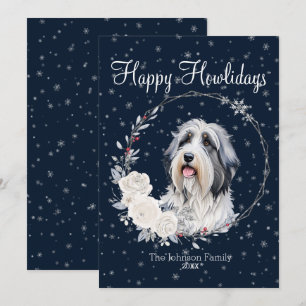Tarjeta Festiva Felices días aulladores perro oveja lindo