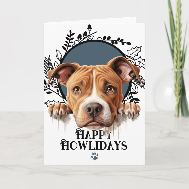 Tarjeta Festiva Felices días caninos American Pit Bull Terrier (Anverso)