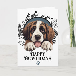 Tarjeta Festiva Felices días de cómo lidias San Bernardo Perro Nav