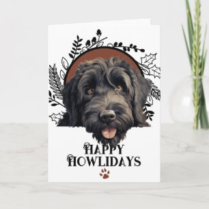 Tarjeta Festiva Felices días de Howlida Black Russian Terrier Navi