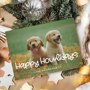 Tarjeta Festiva Felices días de Howlidaes Foto de perro divertida 
