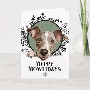 Tarjeta Festiva Felices días de Howlidas perro galgo italiano Navi