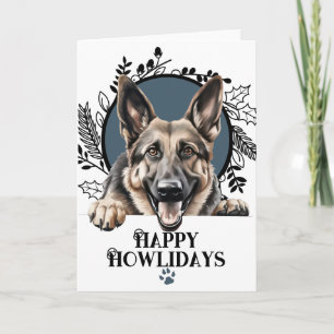 Tarjeta Festiva Felices días de Howlidas perro pastor alemán Navid