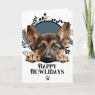 Tarjeta Festiva Felices días de Howlidas perro pastor alemán Navid