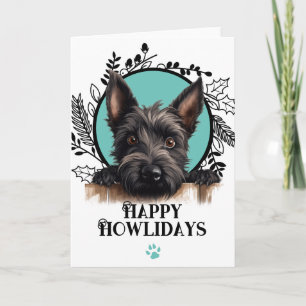 Tarjeta Festiva Felices días de Howlidas perro Terrier Escocés Nav
