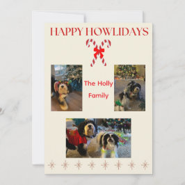 Tarjeta Festiva Felices días de Howliday Canas de caramelo y brill