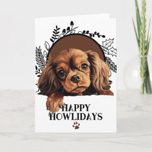 Tarjeta Festiva Felices días de Howlidays Spaniel de juguete inglé