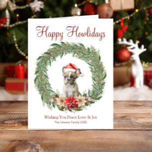 Tarjeta Festiva Felices días festivos adorable bulldog francés