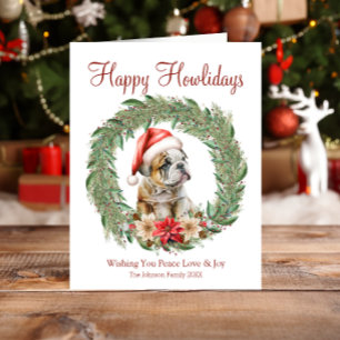 Tarjeta Festiva Felices días festivos adorable bulldog inglés