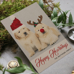 Tarjeta Festiva Felices días festivos cachorro perro foto de vacac