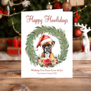 Tarjeta Festiva Felices días festivos Caja de perro Boxer adorable
