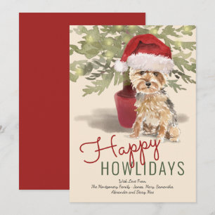 Tarjeta Festiva Felices días festivos Cute Yorkshire Terrier