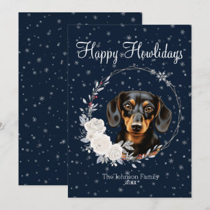 Tarjeta Festiva Felices días festivos Perro Dachshund Lindo